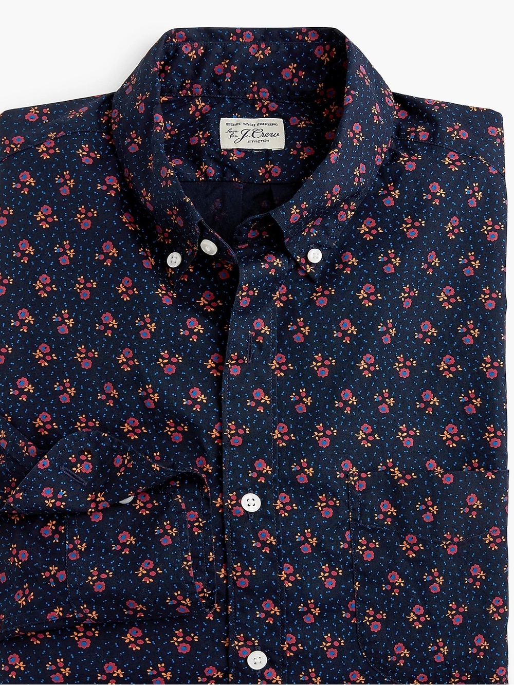 J. Crew Men's Floral Button Up Shirt Size Large Secret Wash Short Sleeve Cotton